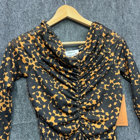 CRISTINA MARTINEZ/Nordstrom Ruched Print Top In Brown Bloom Smudge Size Medium - Picture 5 of 16